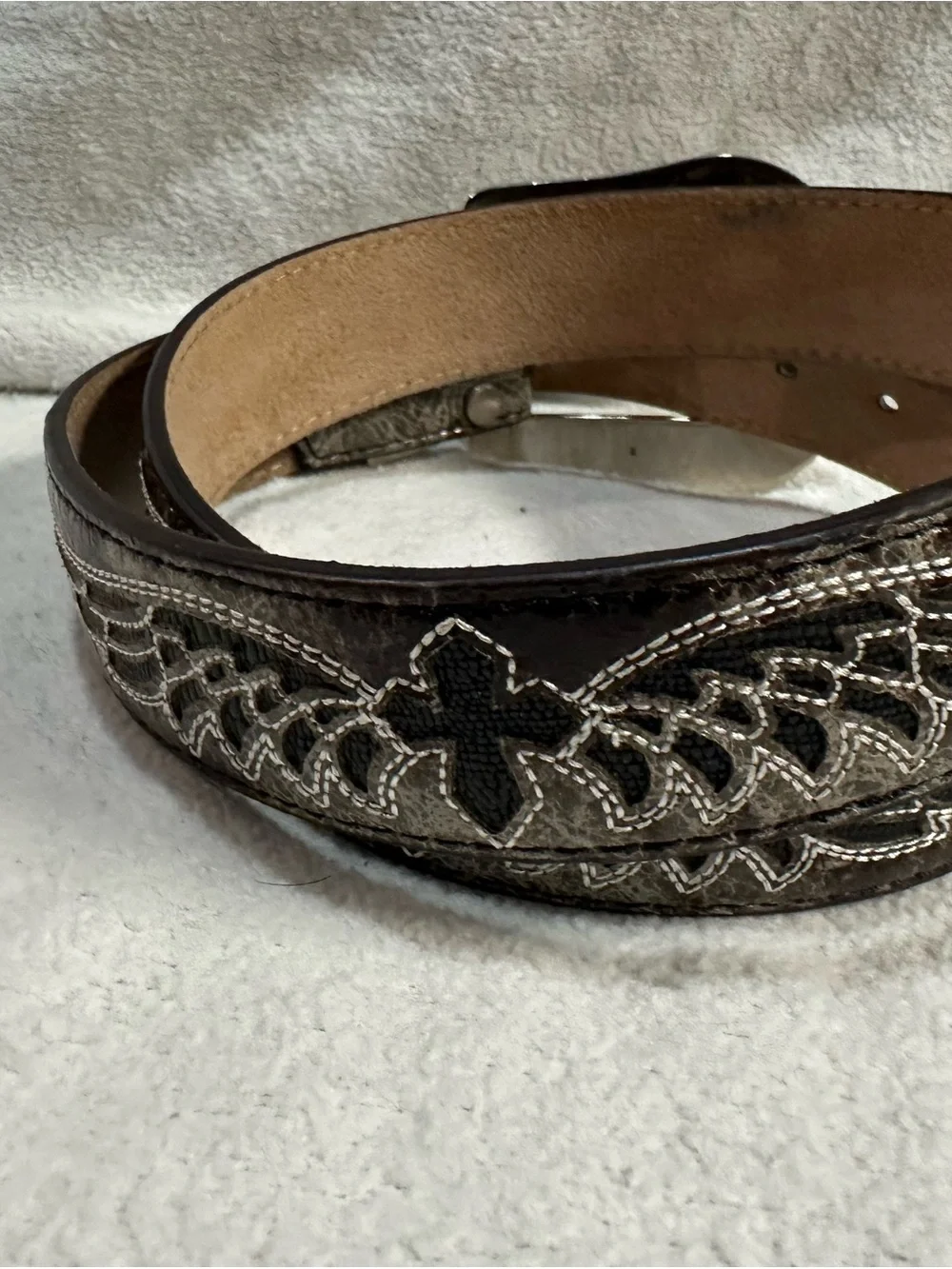 Women’s Rhinestone Buckle Leather Belt - Black